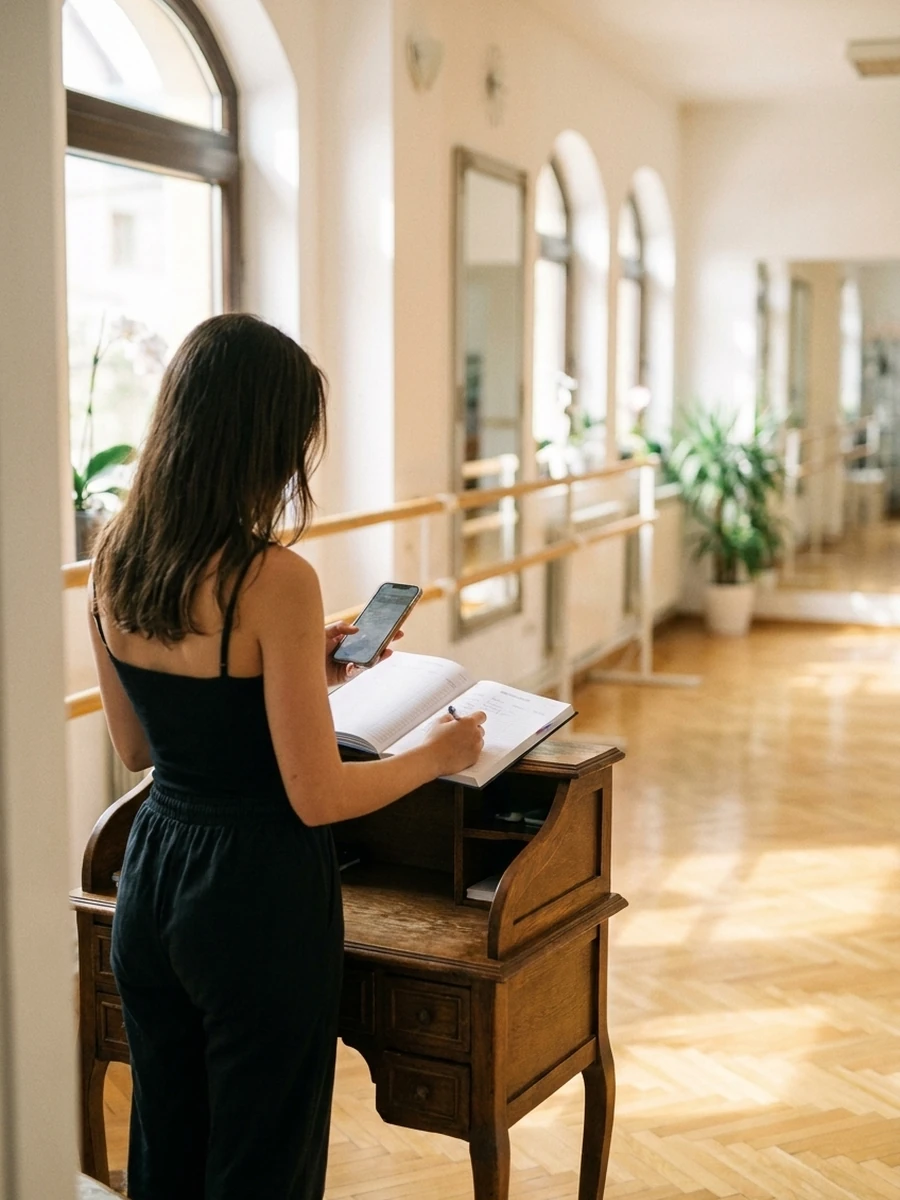 Karina Botiș, administrativ, la recepția studioului