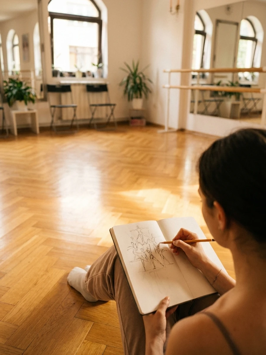 Sofia Sitaru-Onofrei, coregrafa studioului, schițând o formație
